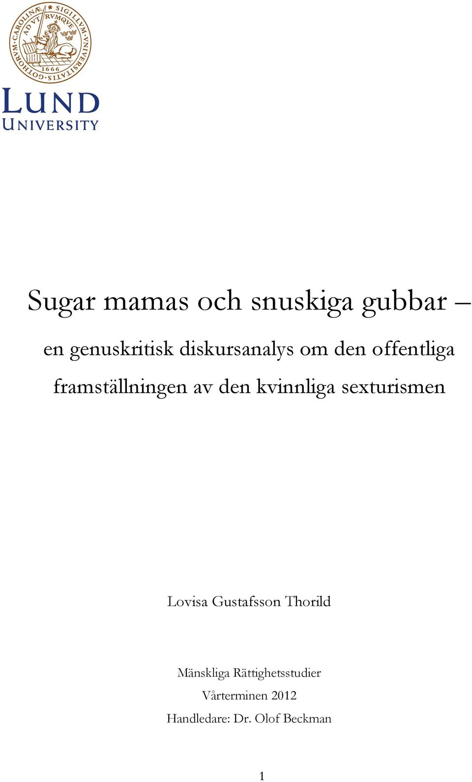 kvinnliga sexturismen Lovisa Gustafsson Thorild