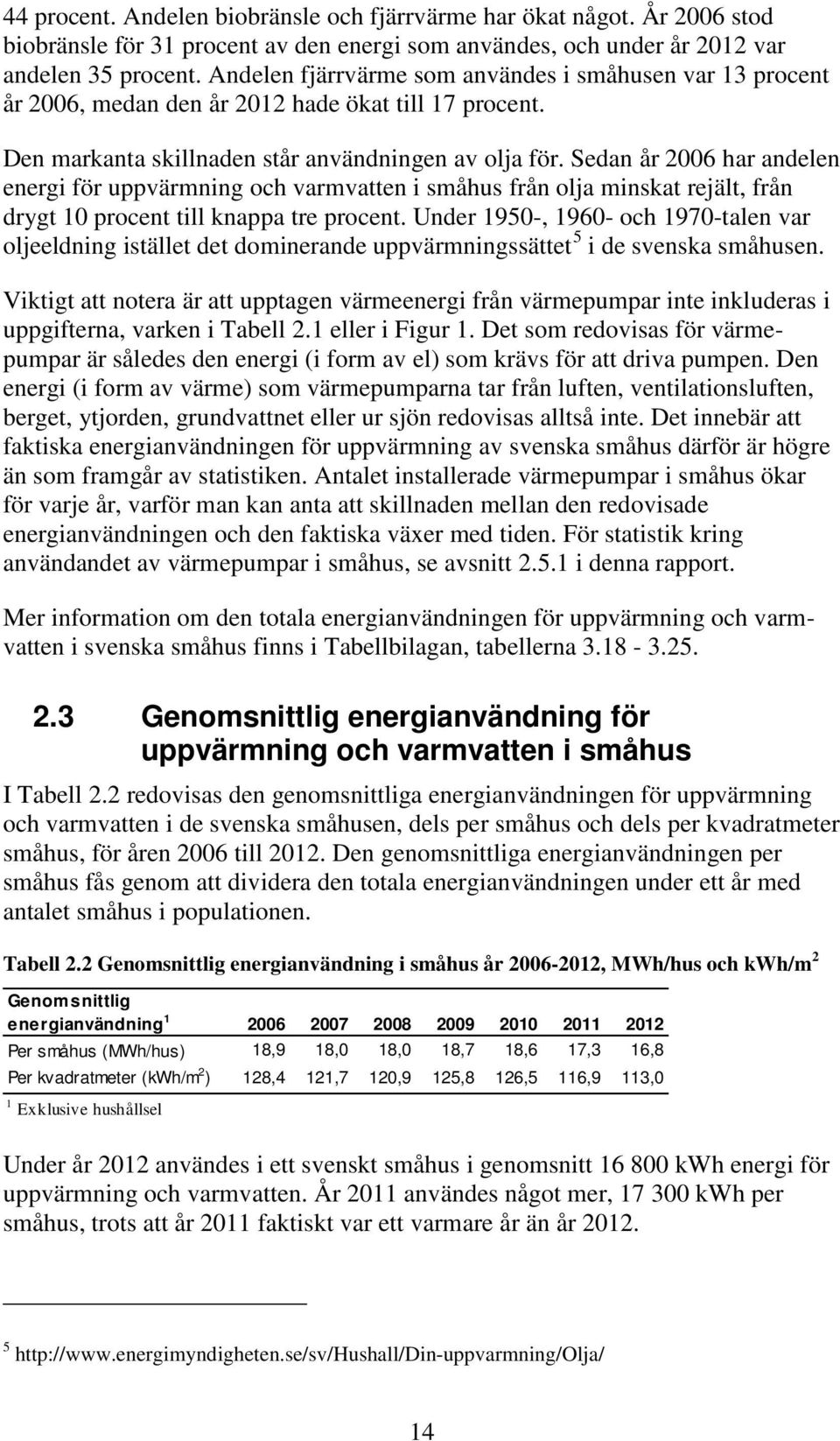 Sedan år 2006 har andelen energi för uppvärmning och varmvatten i småhus från olja minskat rejält, från drygt 10 procent till knappa tre procent.