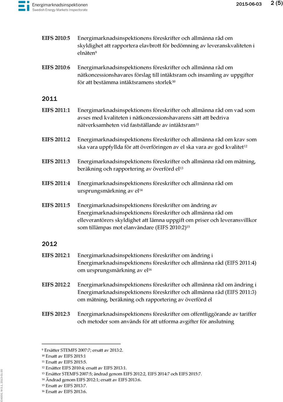 fastställande av intäktsram 11 krav som ska vara uppfyllda för att överföringen av el ska vara av god kvalitet 12 mätning, beräkning och rapportering av överförd el 13 ursprungsmärkning av el 14