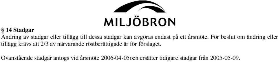 För beslut om ändring eller tillägg krävs att 2/3 av närvarande