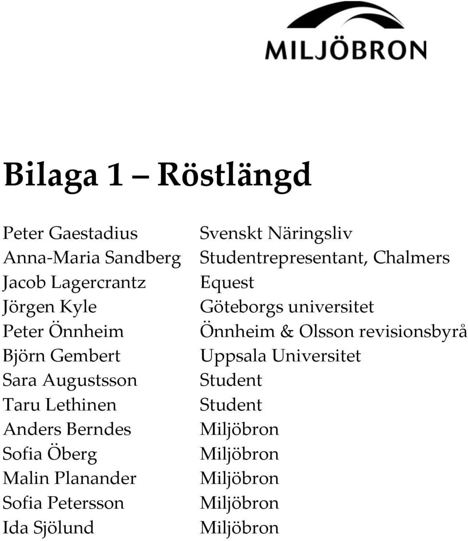 revisionsbyrå Björn Gembert Uppsala Universitet Sara Augustsson Student Taru Lethinen Student Anders