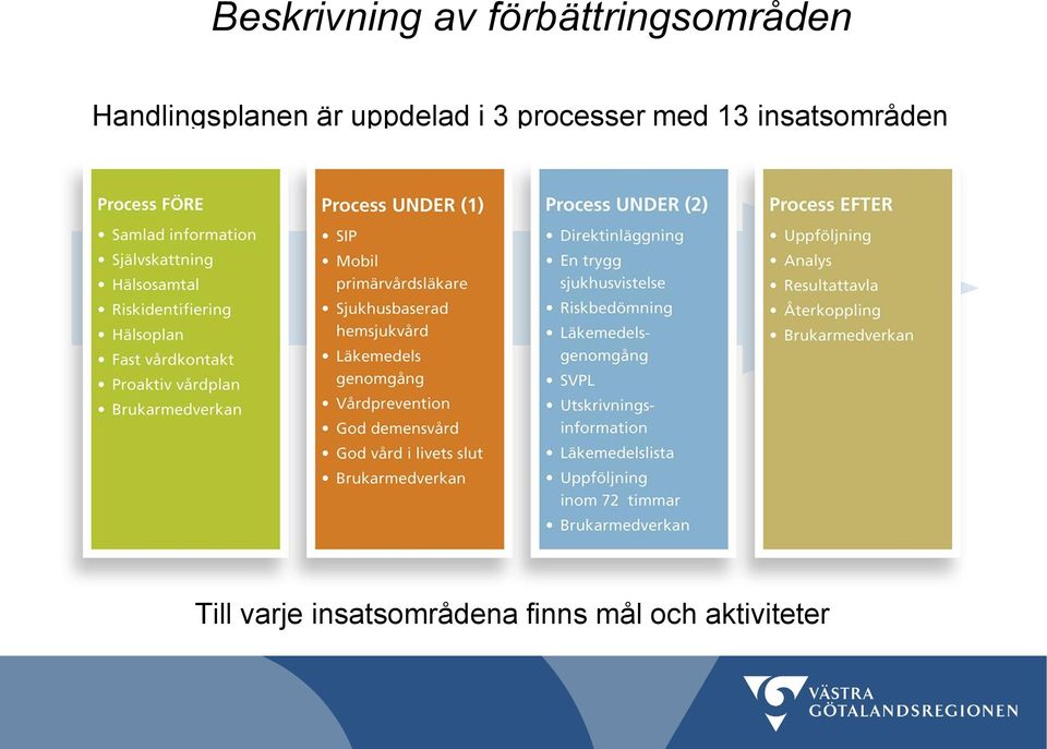 processer med 13 insatsområden Till