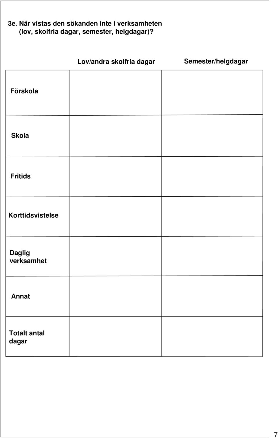 Lov/andra skolfria dagar Semester/helgdagar Förskola