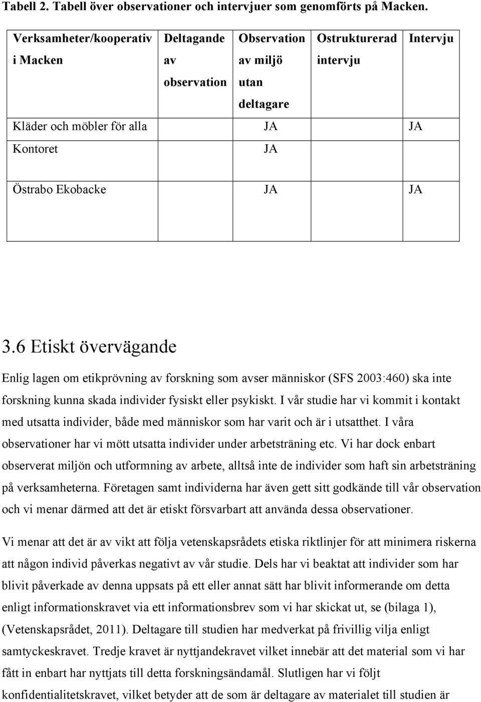 6 Etiskt övervägande Enlig lagen om etikprövning av forskning som avser människor (SFS 2003:460) ska inte forskning kunna skada individer fysiskt eller psykiskt.