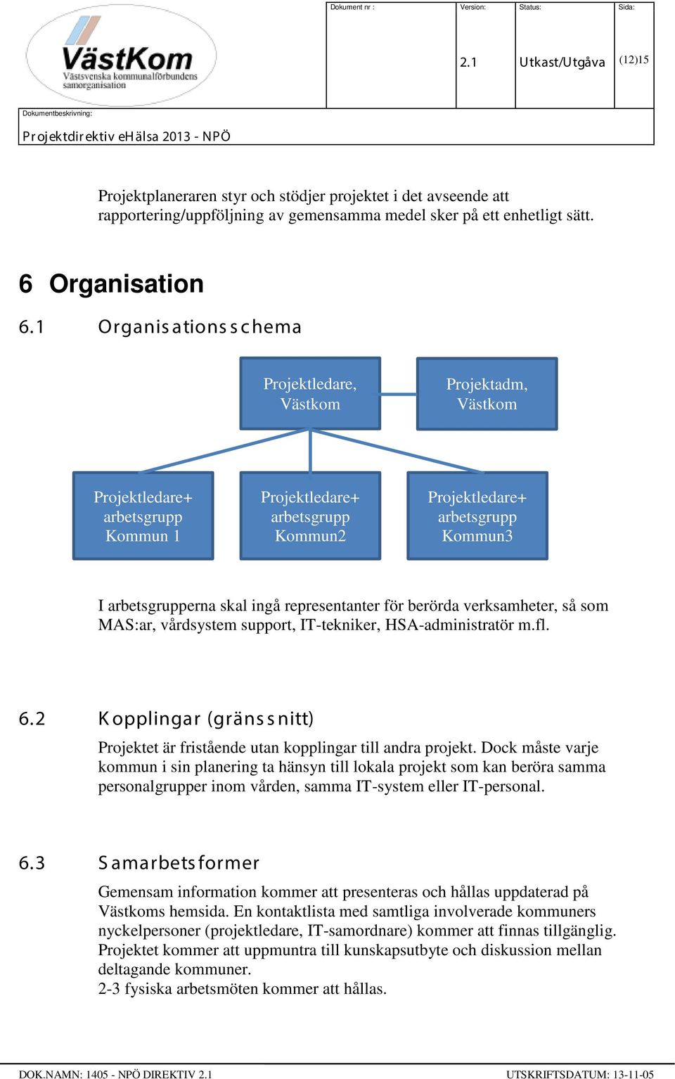 ingå representanter för berörda verksamheter, så som MAS:ar, vårdsystem support, IT-tekniker, HSA-administratör m.fl. 6.