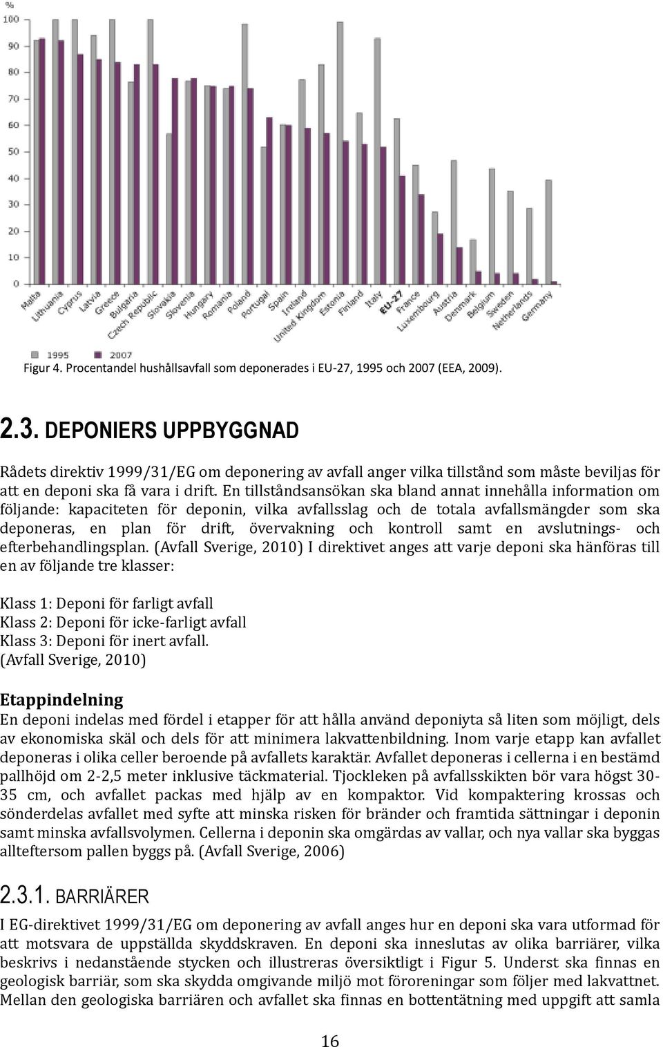 En tillståndsansökan ska bland annat innehålla information om följande: kapaciteten för deponin, vilka avfallsslag och de totala avfallsmängder som ska deponeras, en plan för drift, övervakning och