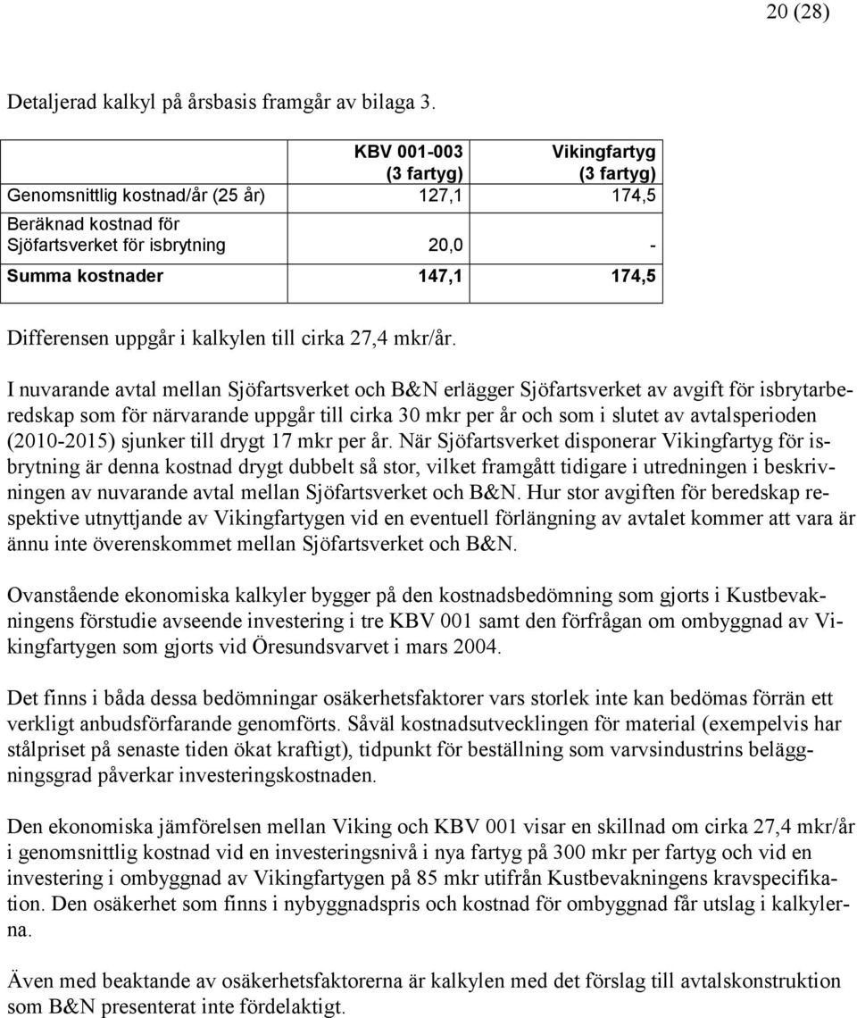 kalkylen till cirka 27,4 mkr/år.