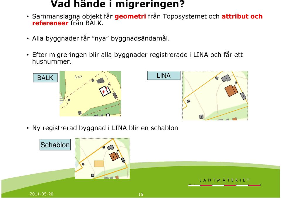 från BALK. Alla byggnader får nya byggnadsändamål.