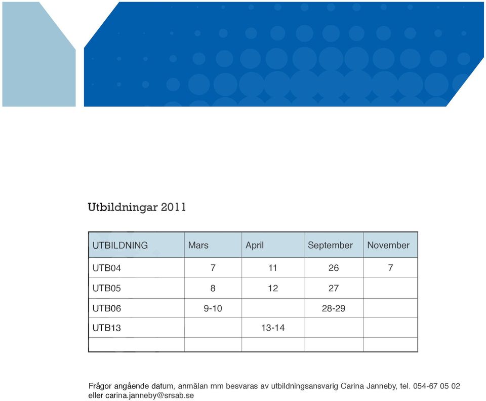 Frågor angående datum, anmälan mm besvaras av