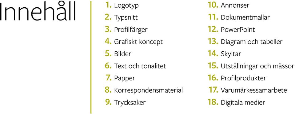 Annonser 11. Dokumentmallar 12. PowerPoint 13. Diagram och tabeller 14.