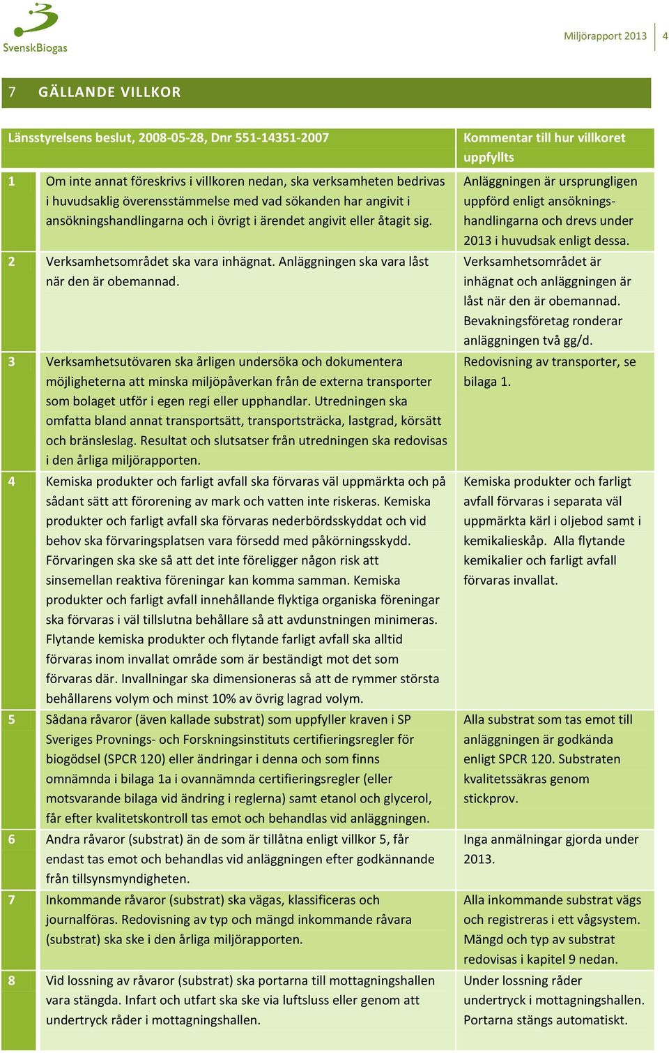 3 Verksamhetsutövaren ska årligen undersöka och dokumentera möjligheterna att minska miljöpåverkan från de externa transporter som bolaget utför i egen regi eller upphandlar.