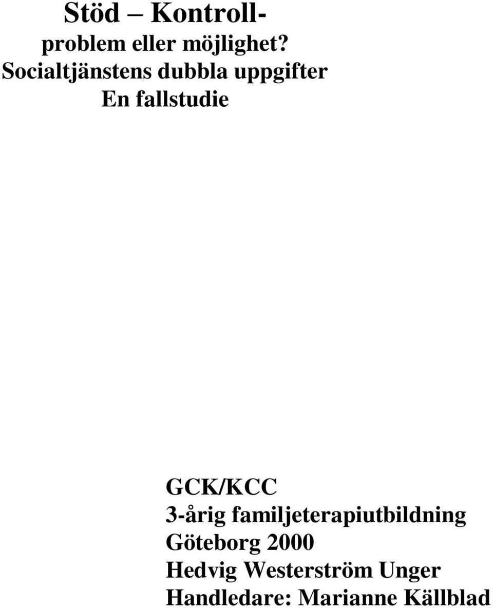 GCK/KCC 3-årig familjeterapiutbildning Göteborg