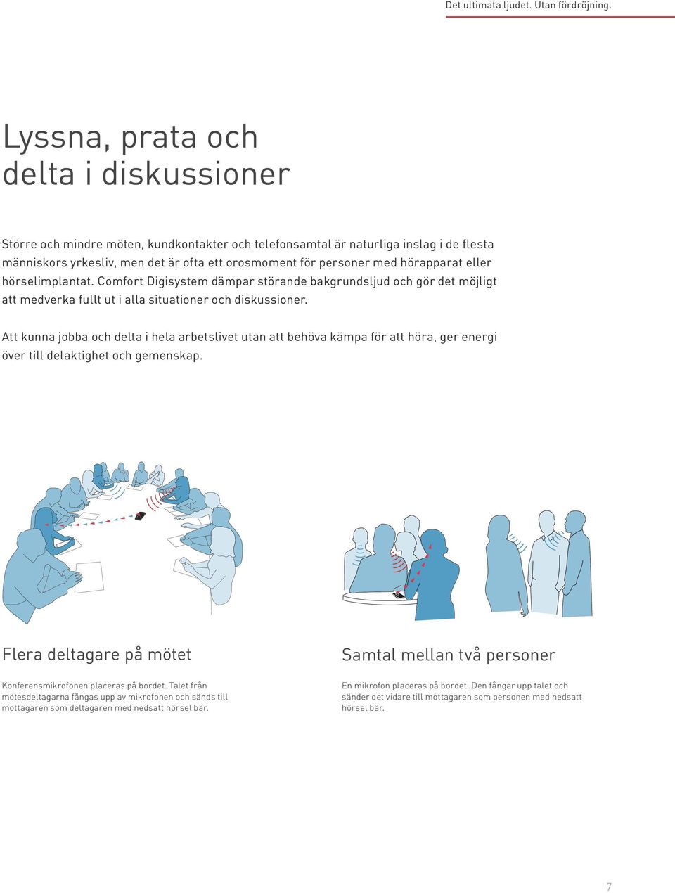 hörapparat eller hörselimplantat. Comfort Digisystem dämpar störande bakgrundsljud och gör det möjligt att medverka fullt ut i alla situationer och diskussioner.