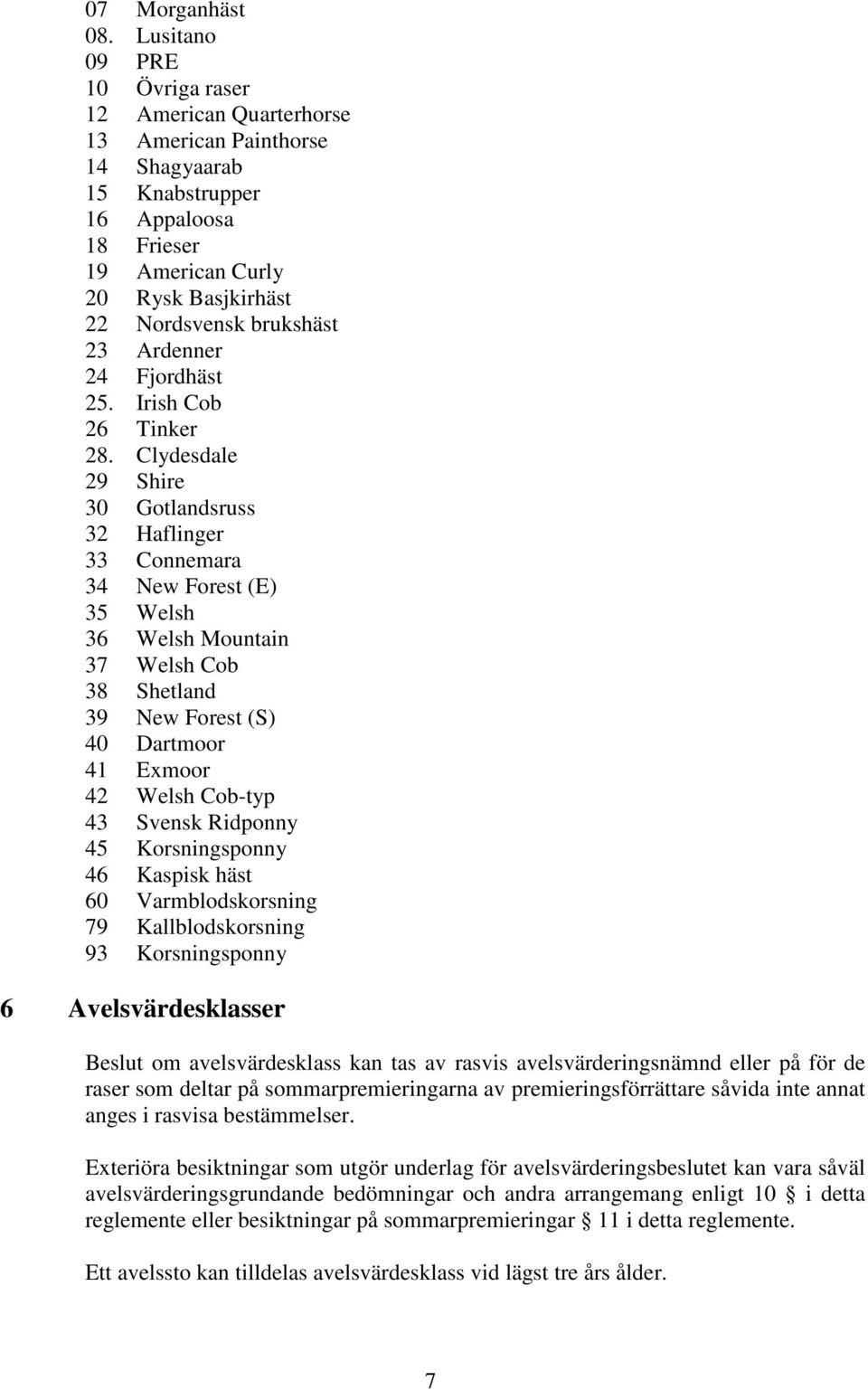 Ardenner 24 Fjordhäst 25. Irish Cob 26 Tinker 28.