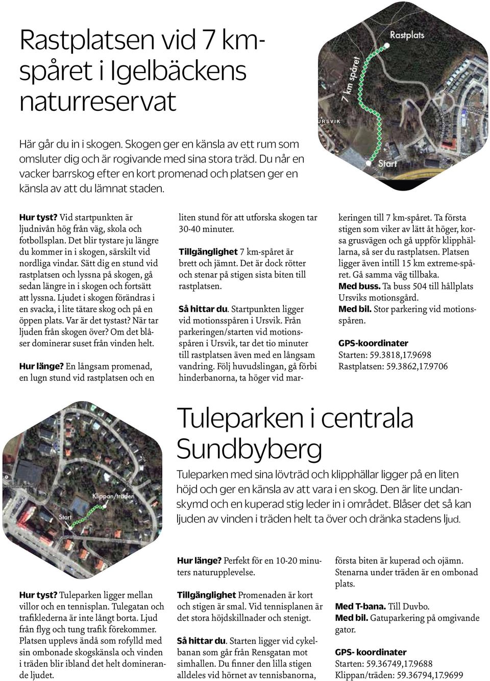 Det blir tystare ju längre du kommer in i skogen, särskilt vid nordliga vindar. Sätt dig en stund vid rastplatsen och lyssna på skogen, gå sedan längre in i skogen och fortsätt att lyssna.