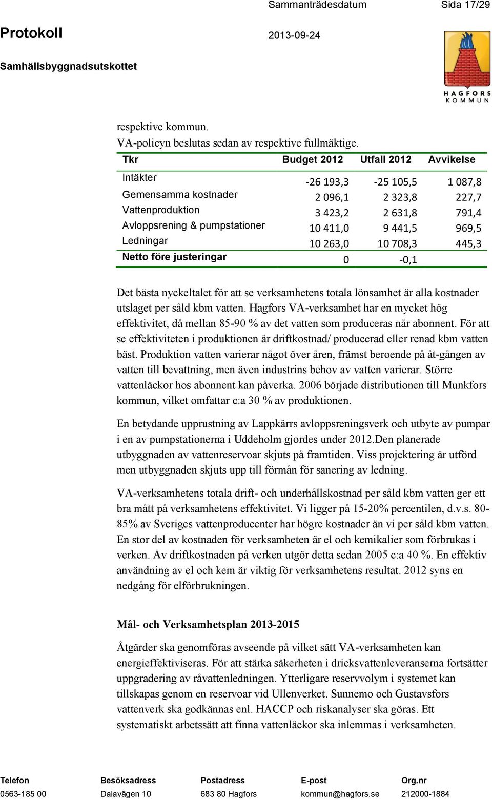 441,5 969,5 Ledningar 10 263,0 10 708,3 445,3 Netto före justeringar 0-0,1 Det bästa nyckeltalet för att se verksamhetens totala lönsamhet är alla kostnader utslaget per såld kbm vatten.