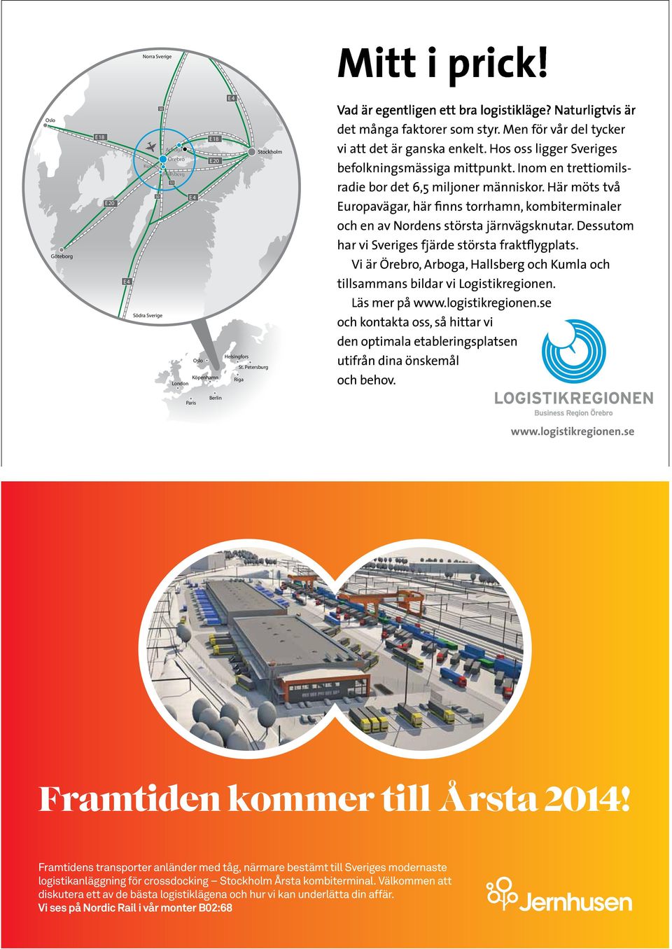 Här möts två Europavägar, här finns torrhamn, kombiterminaler och en av Nordens största järnvägsknutar. Dessutom har vi Sveriges fjärde största fraktflygplats.