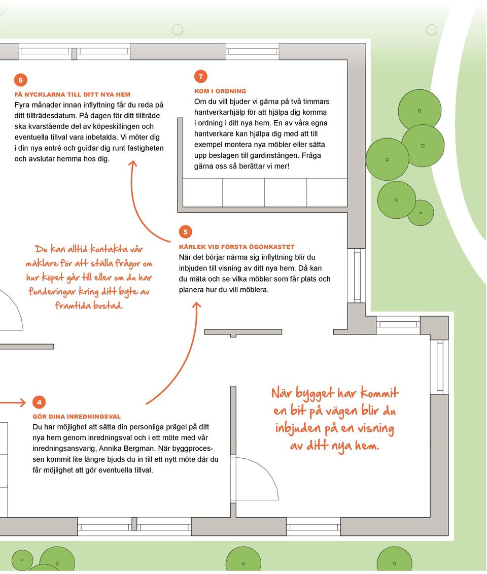 7 KOM I ORDNING Om du vill bjuder vi gärna på två timmars hantverkarhjälp för att hjälpa dig komma i ordning i ditt nya hem.