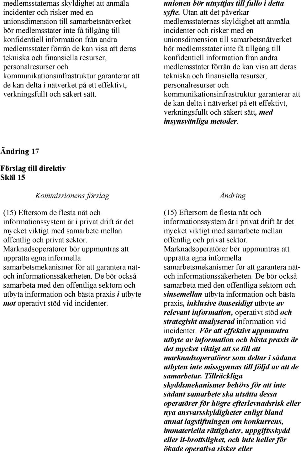 sätt. unionen bör utnyttjas till fullo i detta syfte. Utan att det påverkar   sätt, med insynsvänliga metoder.