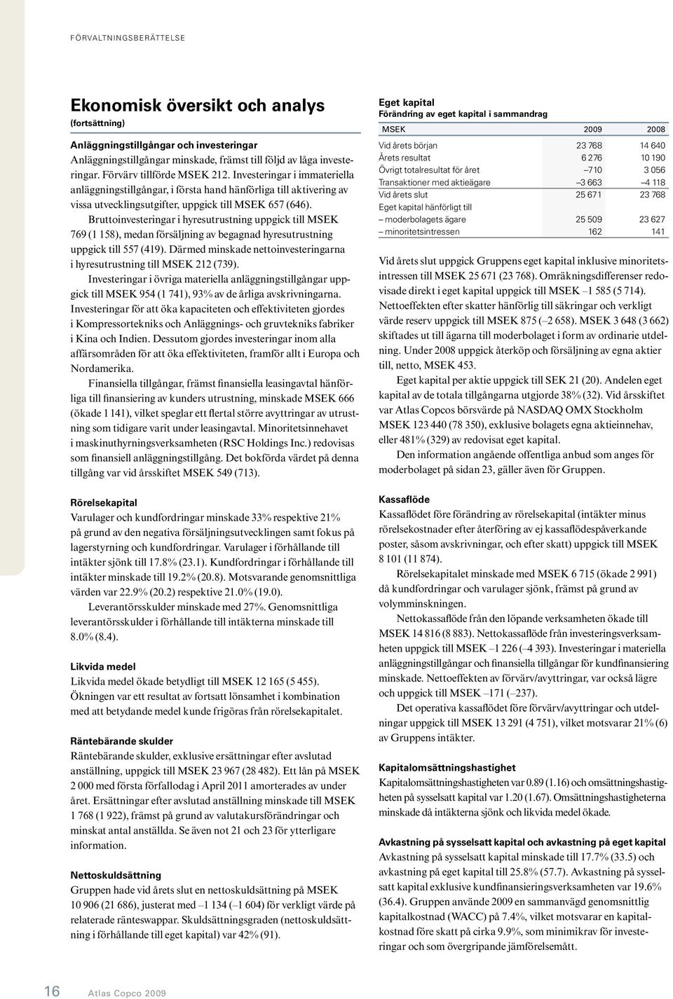 Bruttoinvesteringar i hyresutrustning uppgick till MSEK 769 (1 158), medan försäljning av begagnad hyresutrustning uppgick till 557 (419).