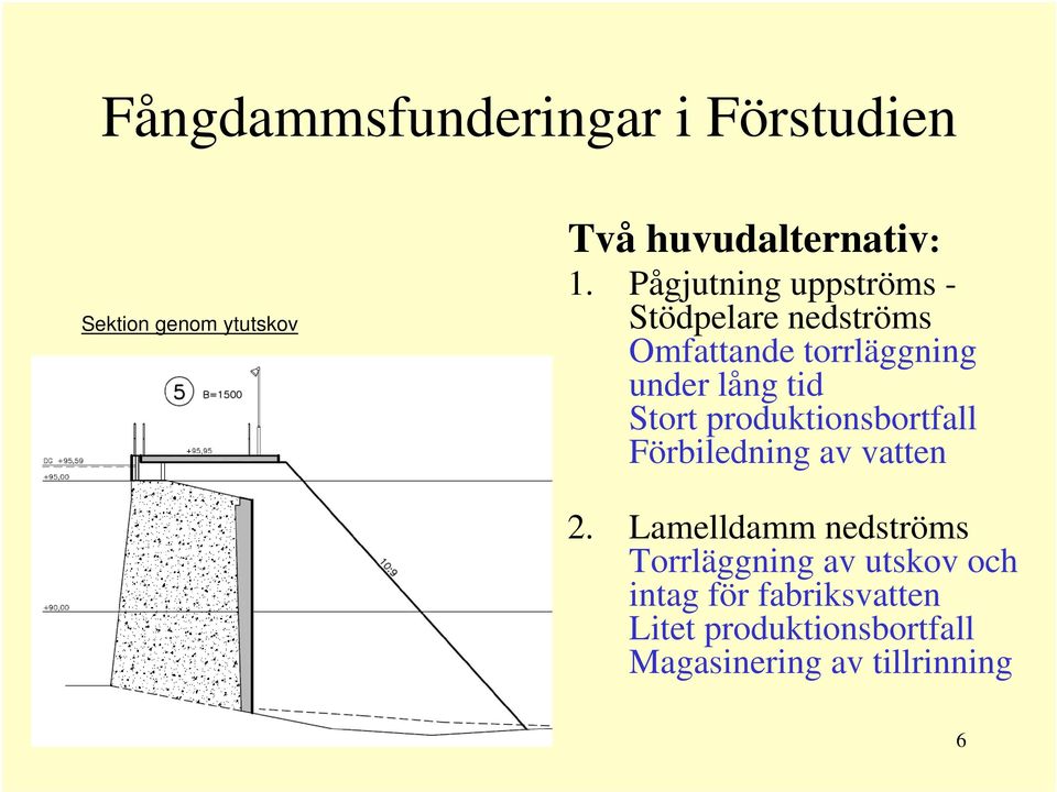 Stort produktionsbortfall Förbiledning av vatten 2.