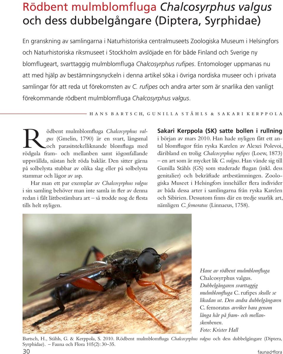 Entomologer uppmanas nu att med hjälp av bestämningsnyckeln i denna artikel söka i övriga nordiska museer och i privata samlingar för att reda ut förekomsten av C.