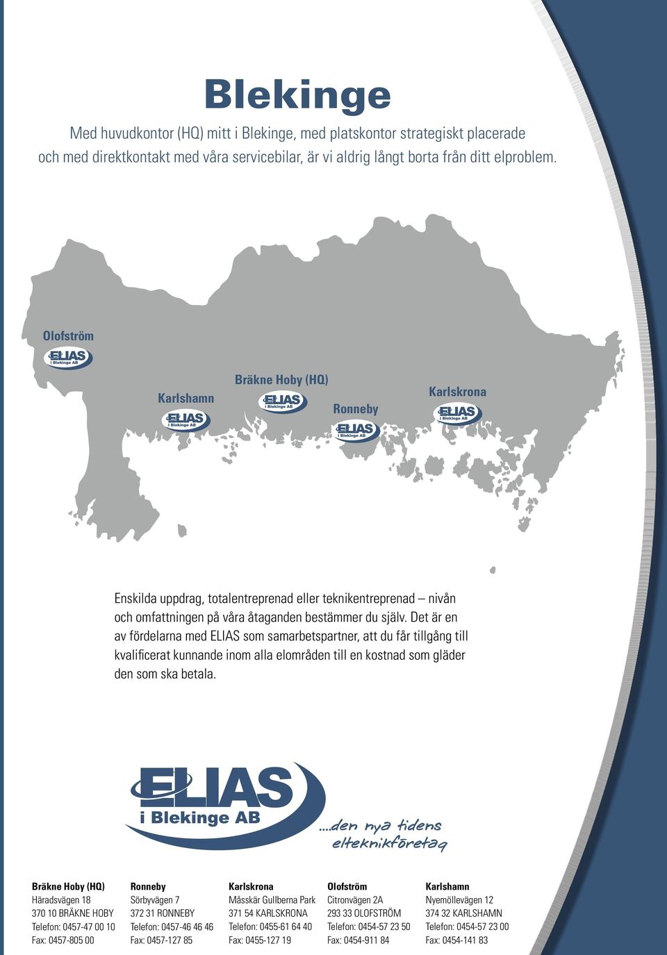 Det är en av fördelarna med ELIAS som samarbetspartner, att du får tillgång till kvalificerat kunnande inom alla elområden till en kostnad som gläder den som ska betala.