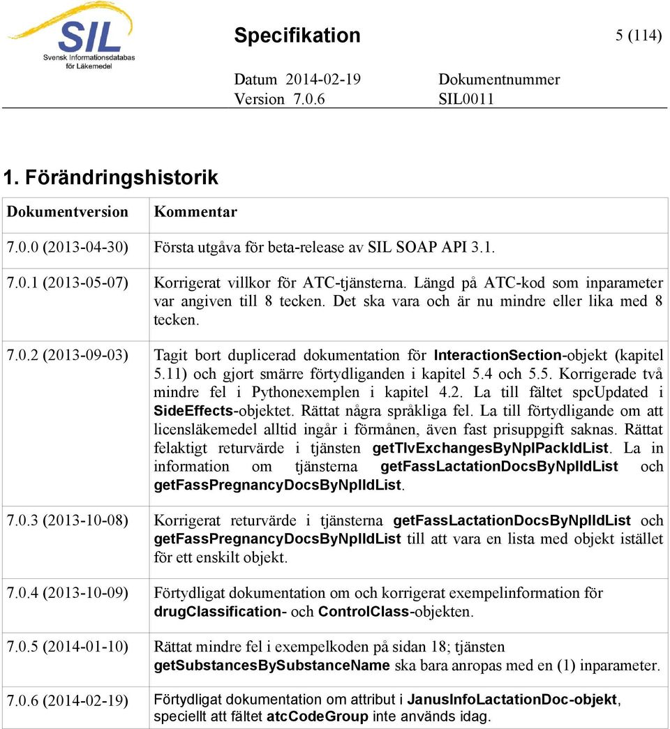 2 (2013-09-03) Tagit bort duplicerad dokumentation för InteractionSection-objekt (kapitel 5.11) och gjort smärre förtydliganden i kapitel 5.4 och 5.5. Korrigerade två mindre fel i Pythonexemplen i kapitel 4.