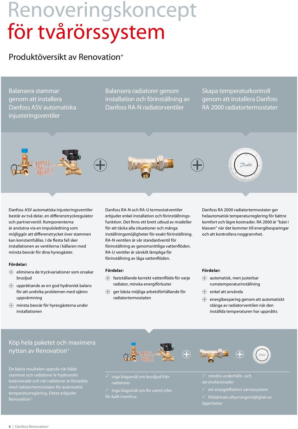 differenstryckregulator och partnerventil. Komponenterna är anslutna via en impulsledning som möjliggör att differenstrycket över stammen kan konstanthållas.