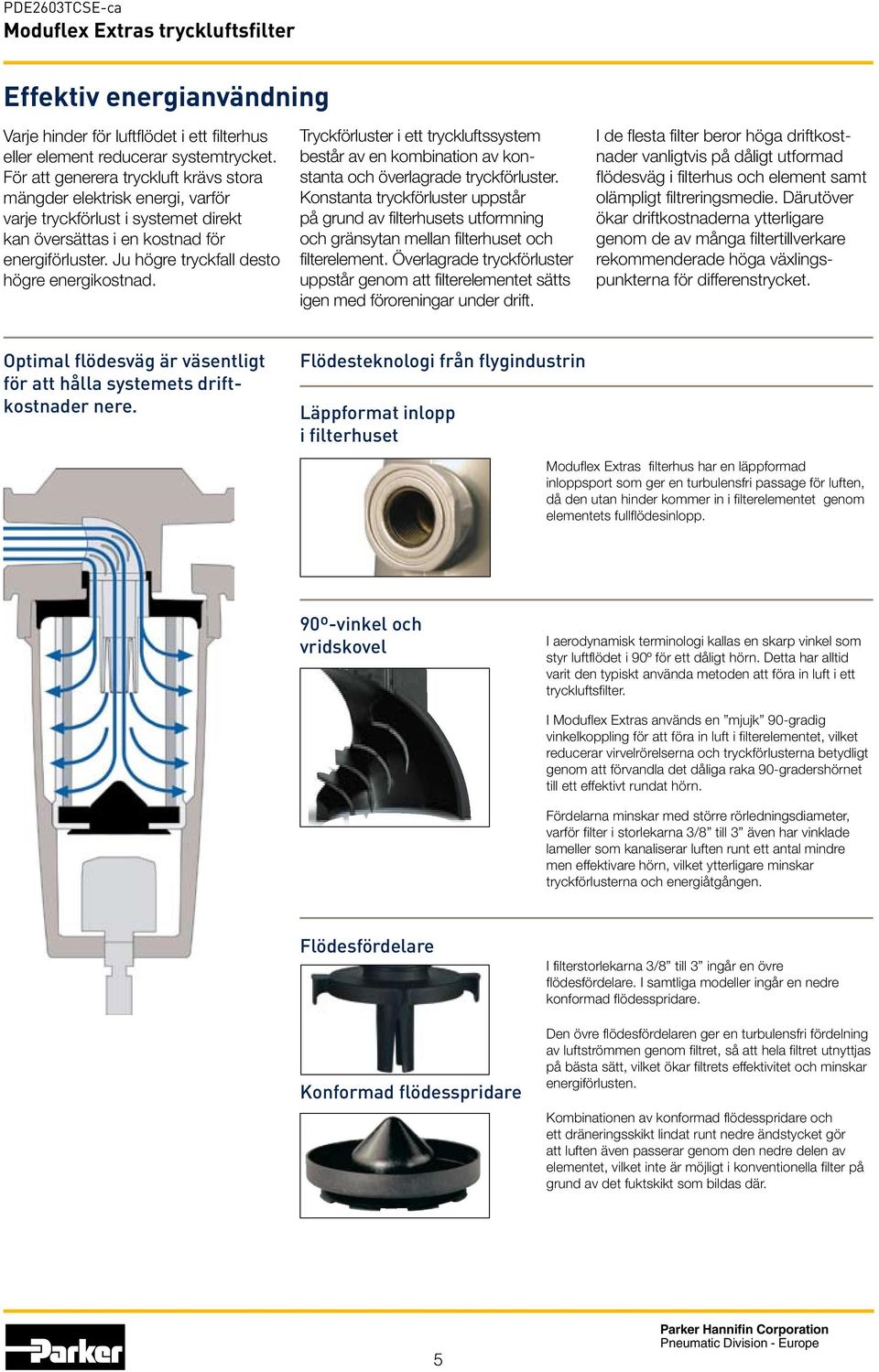 Ju högre tryckfall desto högre energikostnad. Tryckförluster i ett tryckluftssystem består av en kombination av konstanta och överlagrade tryckförluster.