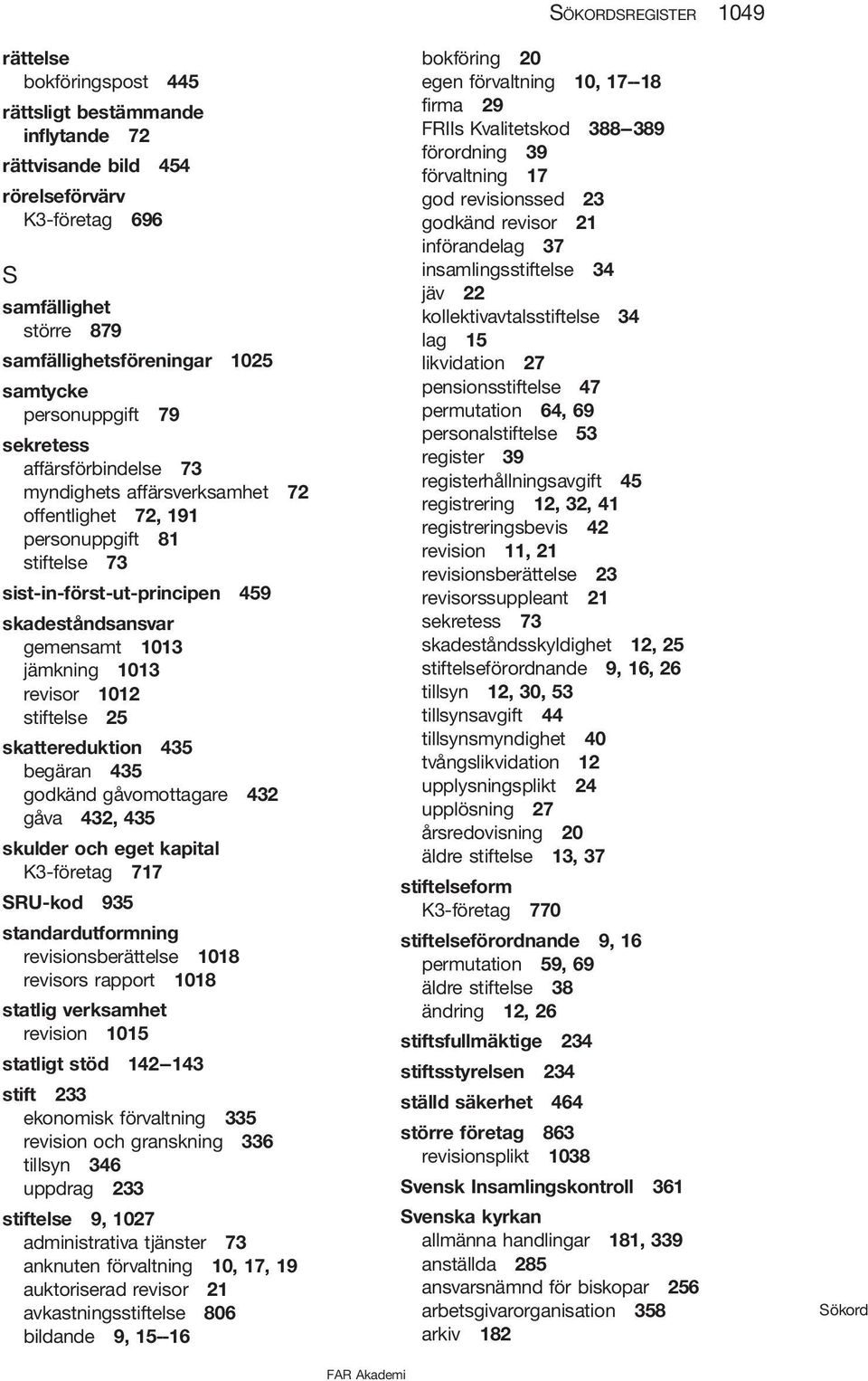 1012 stiftelse 25 skattereduktion 435 begäran 435 godkänd gåvomottagare 432 gåva 432, 435 skulder och eget kapital K3-företag 717 SRU-kod 935 standardutformning revisionsberättelse 1018 revisors