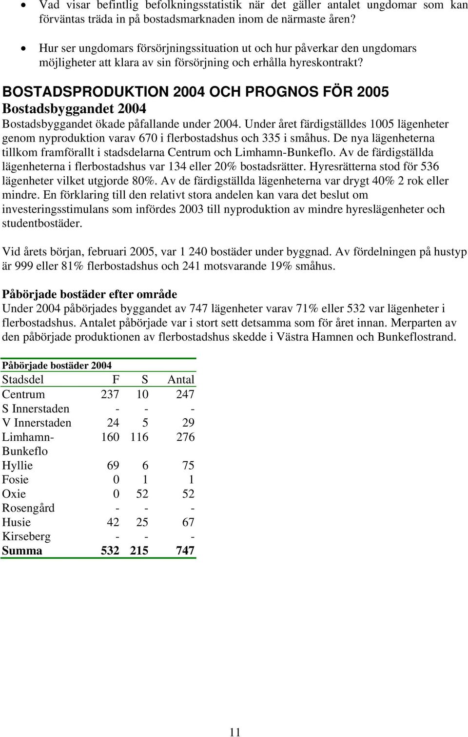 BOSTADSPRODUKTION 2004 OCH PROGNOS FÖR 2005 Bostadsbyggandet 2004 Bostadsbyggandet ökade påfallande under 2004.