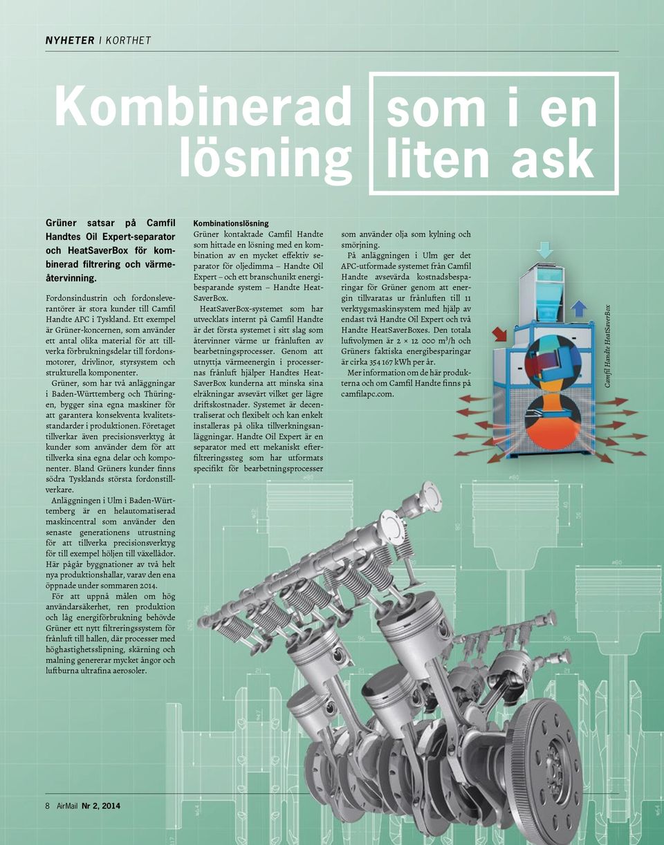 tt exempel är Grüner-koncernen, som använder ett antal olika material för att tillverka förbrukningsdelar till fordonsmotorer, drivlinor, styrsystem och strukturella komponenter.