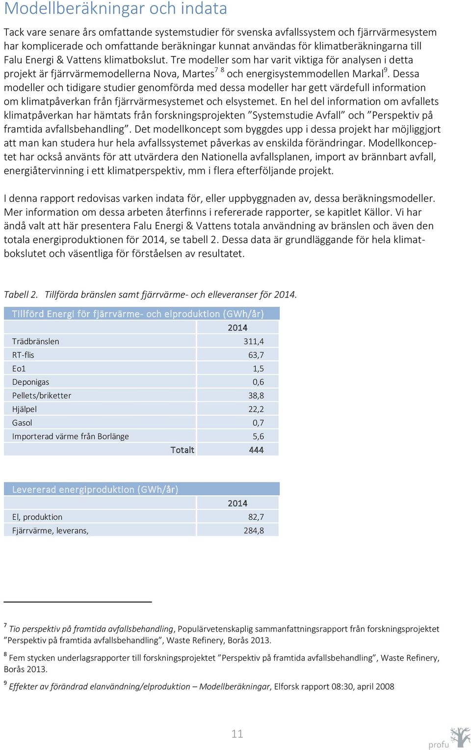 Tre modeller som har varit viktiga för analysen i detta projekt är fjärrvärmemodellerna Nova, Martes 7 8 och energisystemmodellen Markal 9.