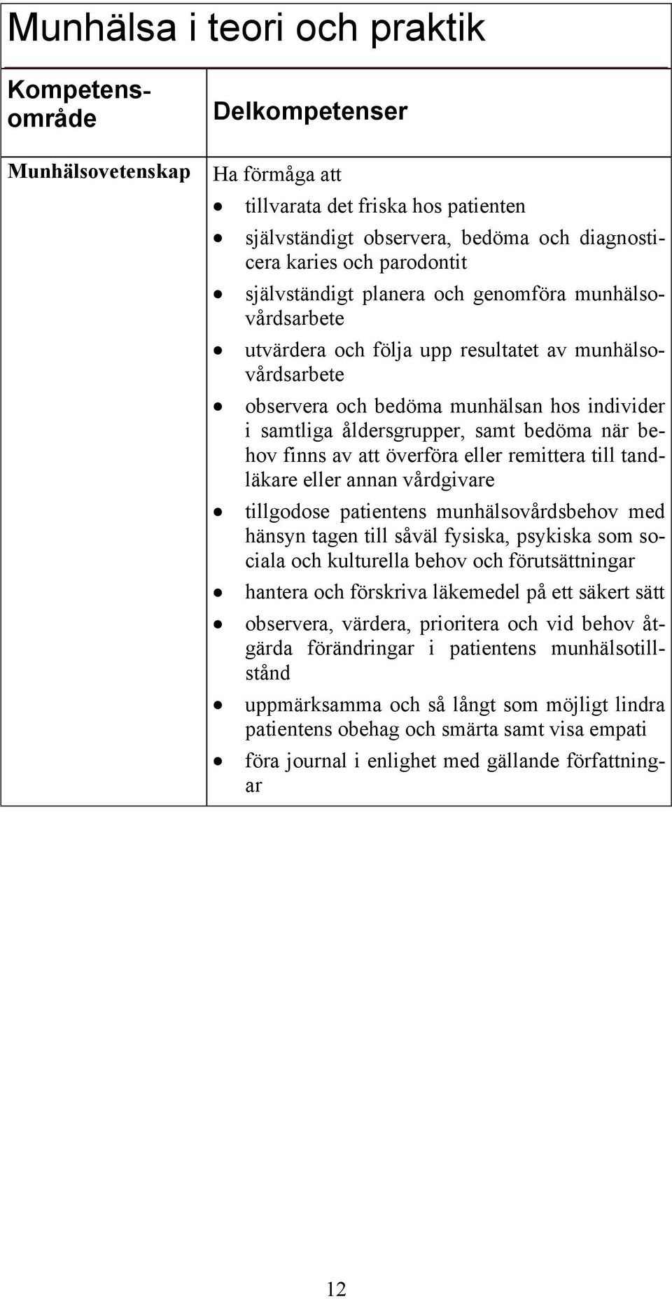 av att överföra eller remittera till tandläkare eller annan vårdgivare tillgodose patientens munhälsovårdsbehov med hänsyn tagen till såväl fysiska, psykiska som sociala och kulturella behov och