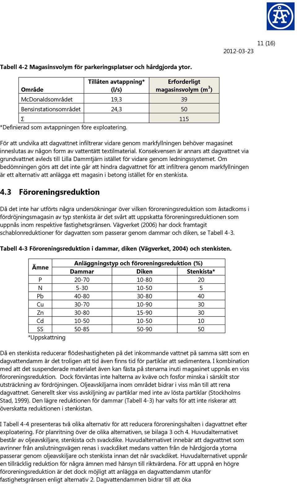 För att undvika att dagvattnet infiltrerar vidare genom markfyllningen behöver magasinet inneslutas av någon form av vattentätt textilmaterial.