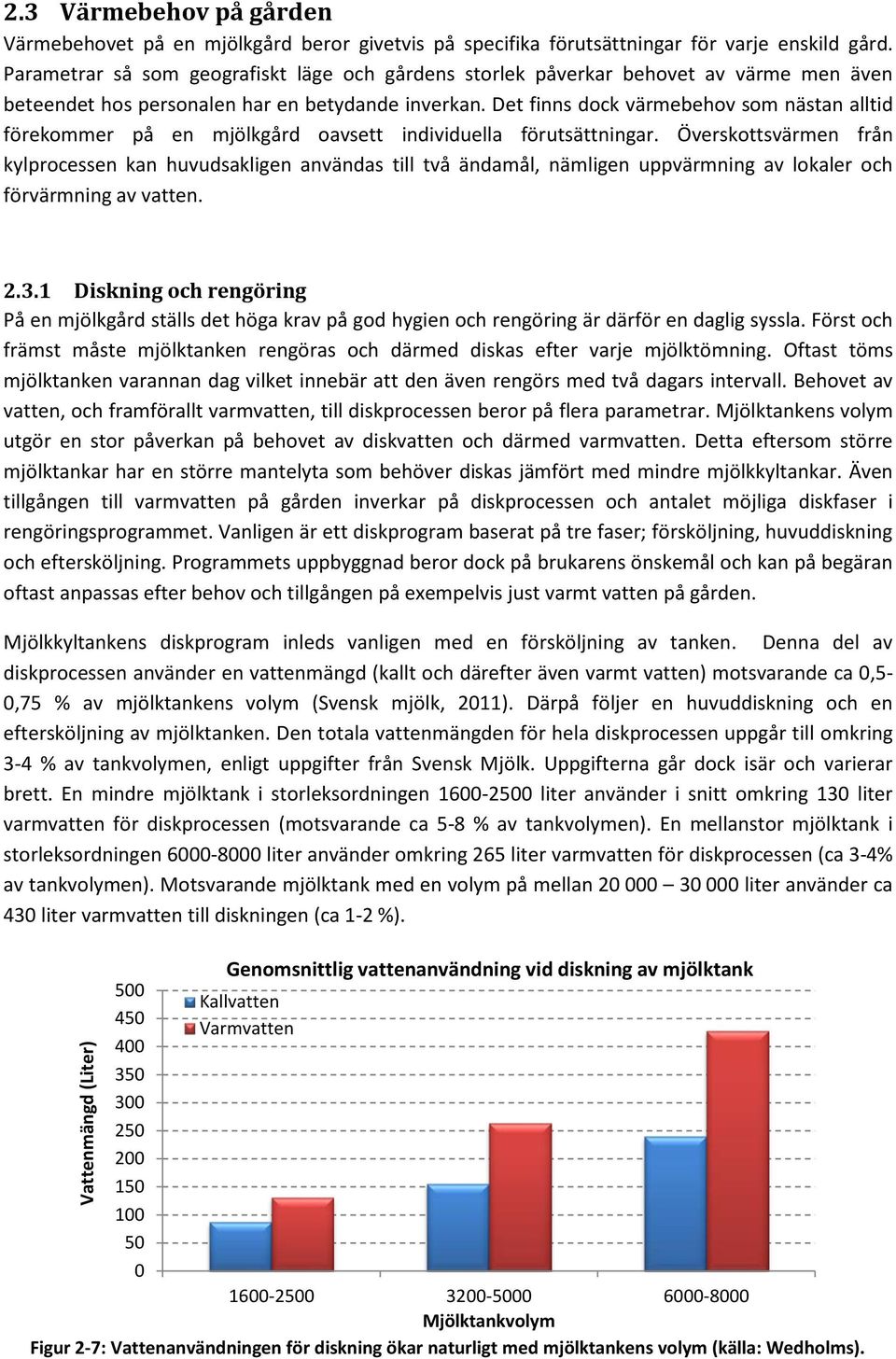 Det finns dock värmebehov som nästan alltid förekommer på en mjölkgård oavsett individuella förutsättningar.