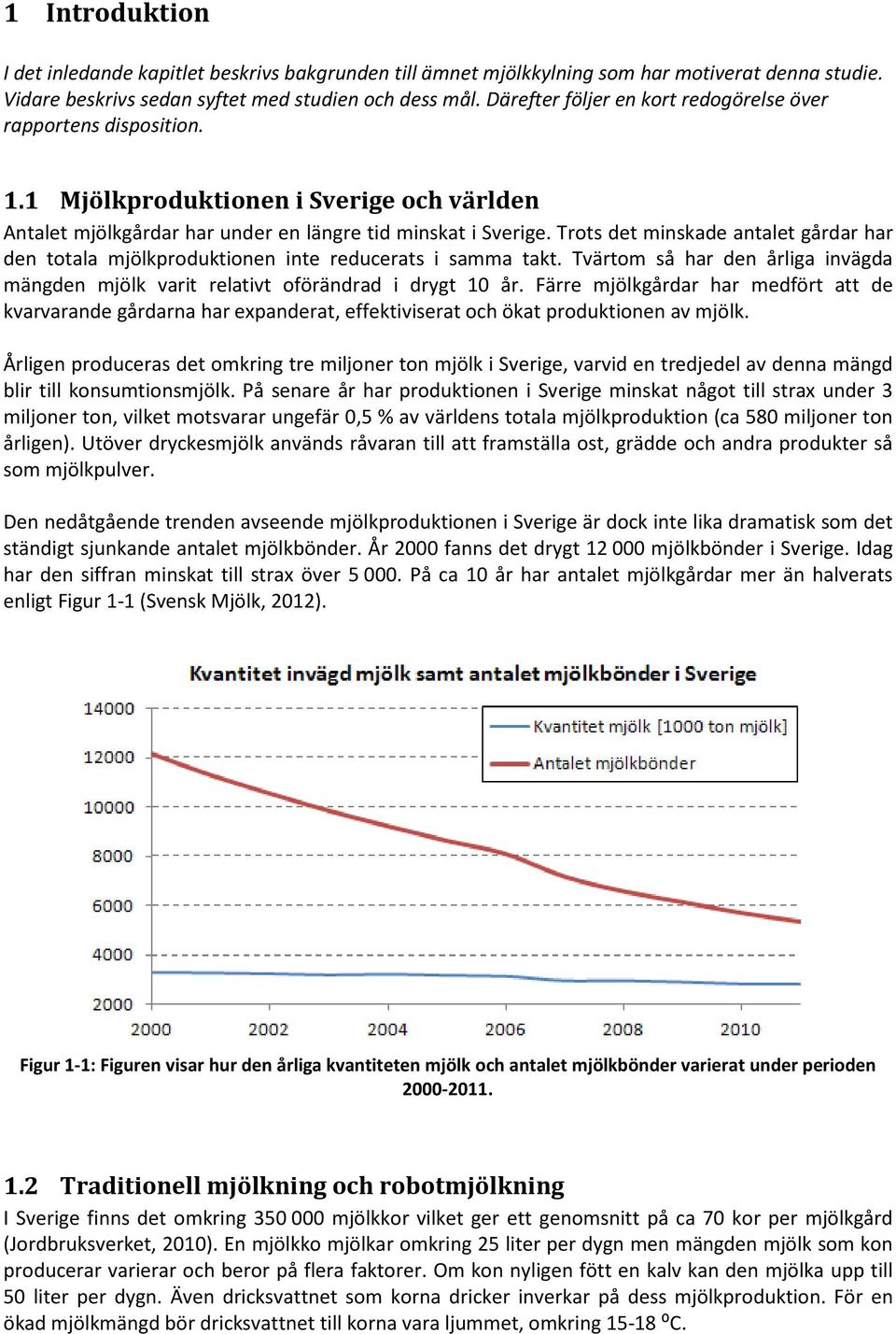 Trots det minskade antalet gårdar har den totala mjölkproduktionen inte reducerats i samma takt. Tvärtom så har den årliga invägda mängden mjölk varit relativt oförändrad i drygt 10 år.