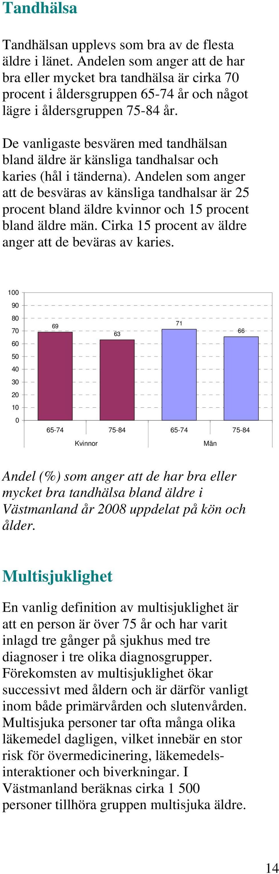 De vanligaste besvären med tandhälsan bland äldre är känsliga tandhalsar och karies (hål i tänderna).