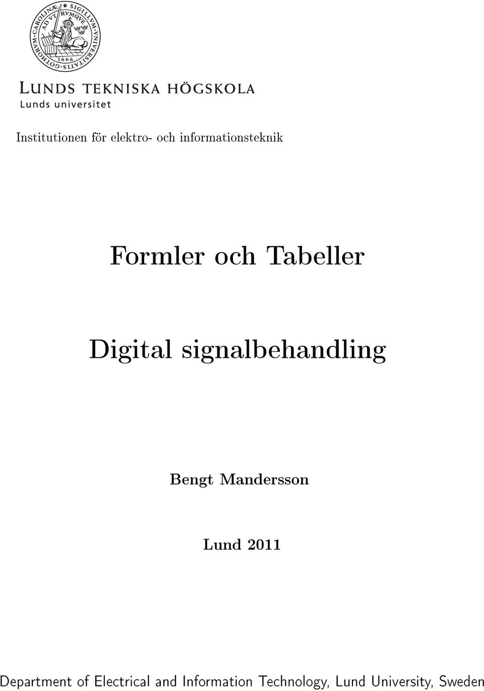 signalbehandling Bengt Mandersson Lund 0