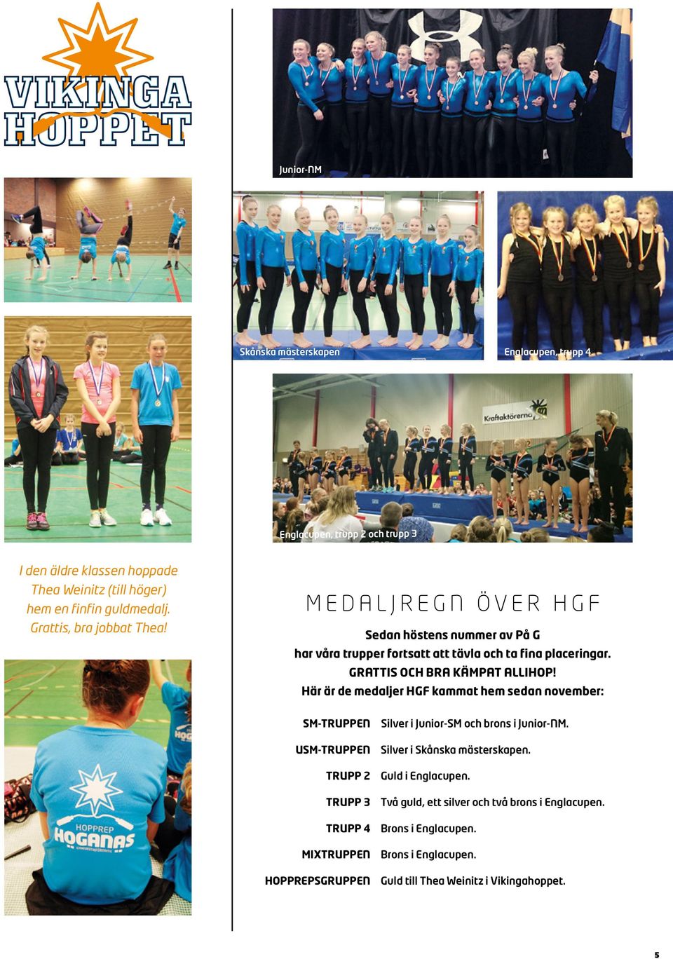 Här är de medaljer HGF kammat hem sedan november: SM-TRUPPEN Silver i Junior-SM och brons i Junior-NM. USM-TRUPPEN Silver i Skånska mästerskapen.