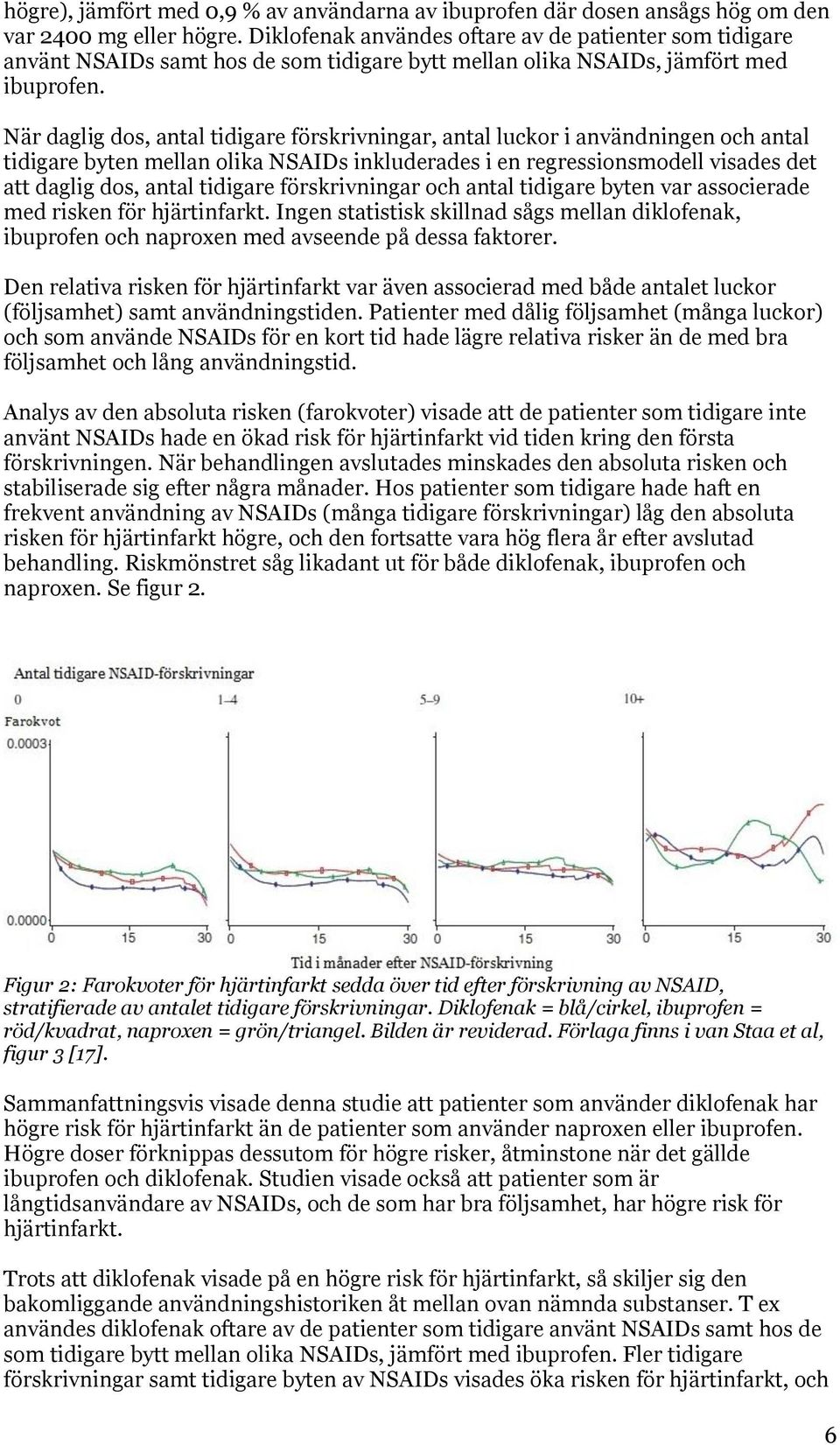 När daglig dos, antal tidigare förskrivningar, antal luckor i användningen och antal tidigare byten mellan olika NSAIDs inkluderades i en regressionsmodell visades det att daglig dos, antal tidigare