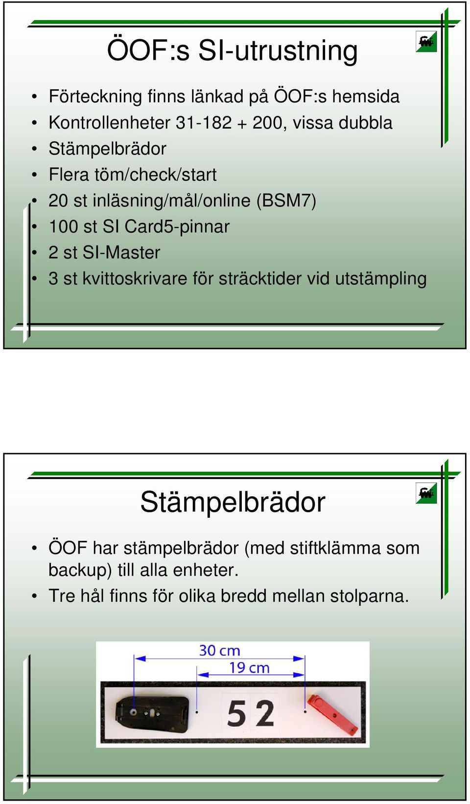 Card5-pinnar 2 st SI-Master 3 st kvittoskrivare för sträcktider vid utstämpling Stämpelbrädor ÖOF