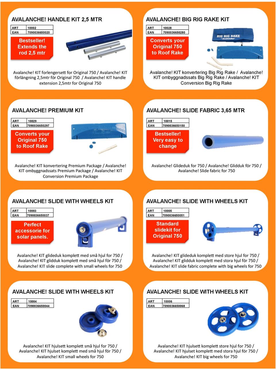 KIT ombyggnadssats Big Rig Rake / Avalanche! KIT Conversion Big Rig Rake AVALANCHE! PREMIUM KIT ART 10029 EAN 7090036650297 Converts your Original 750 to Roof Rake AVALANCHE!