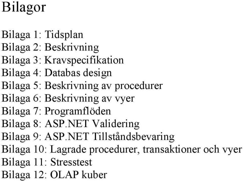 7: Programflöden Bilaga 8: ASP.NET Validering Bilaga 9: ASP.