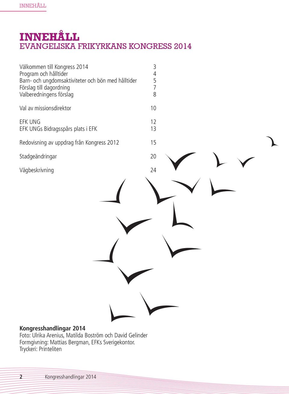 UNG 12 EFK UNGs Bidragsspårs plats i EFK 13 Redovisning av uppdrag från Kongress 2012 15 Stadgeändringar 20 Vägbeskrivning 24