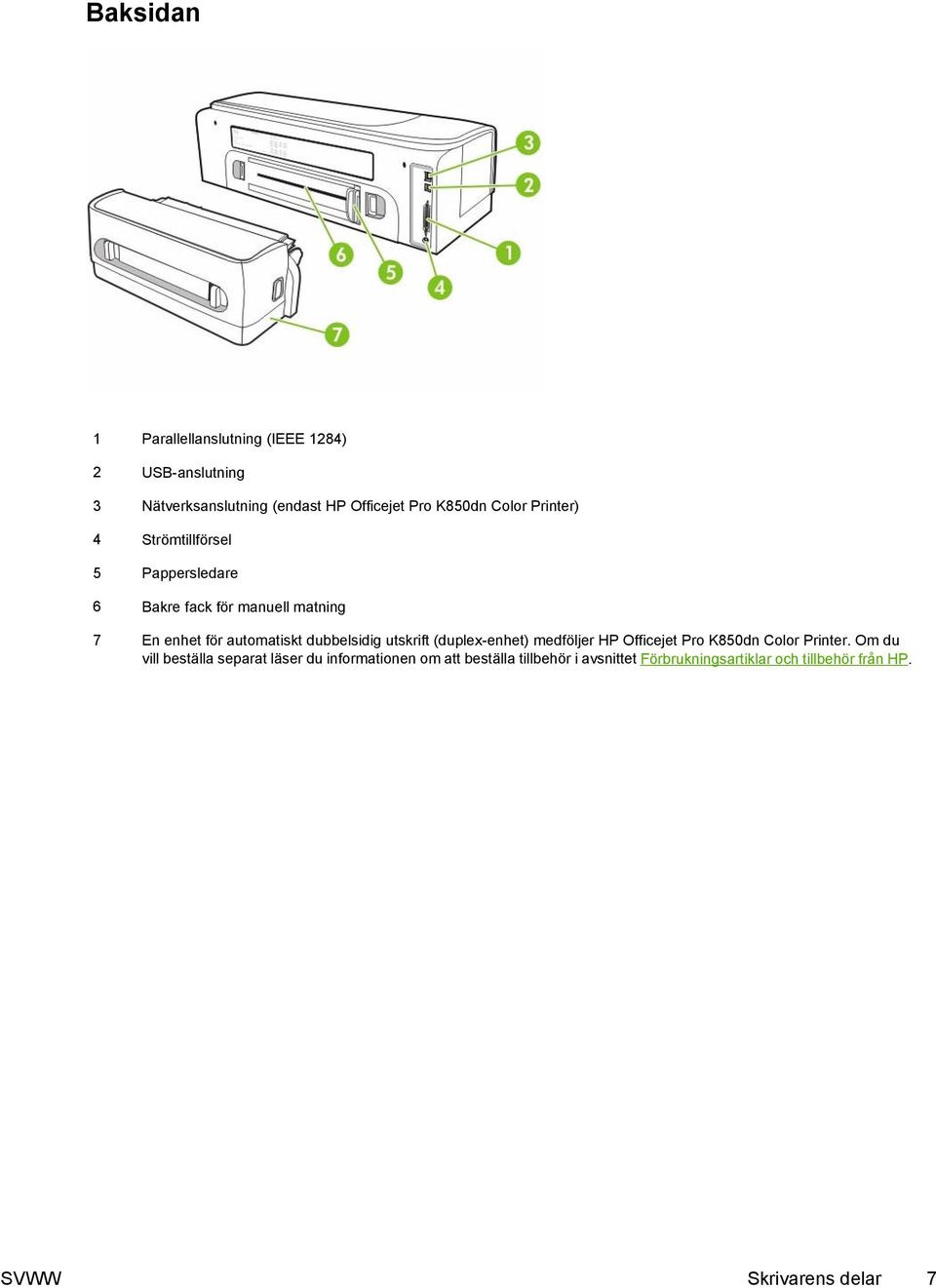 dubbelsidig utskrift (duplex-enhet) medföljer HP Officejet Pro K850dn Color Printer.