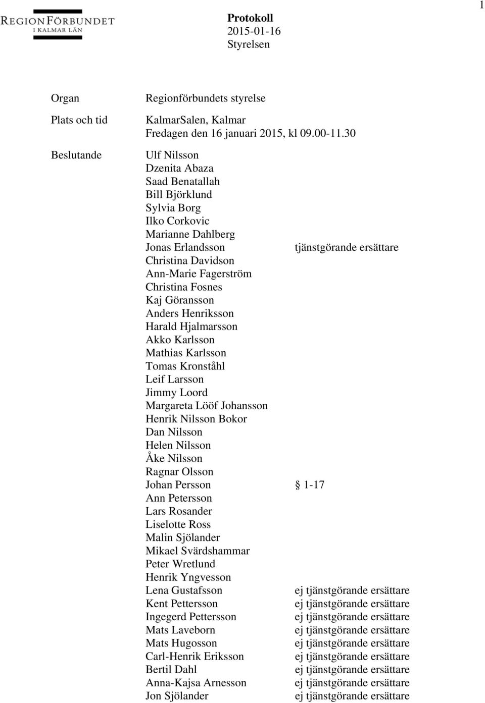 Fosnes Kaj Göransson Anders Henriksson Harald Hjalmarsson Akko Karlsson Mathias Karlsson Tomas Kronståhl Leif Larsson Jimmy Loord Margareta Lööf Johansson Henrik Nilsson Bokor Dan Nilsson Helen
