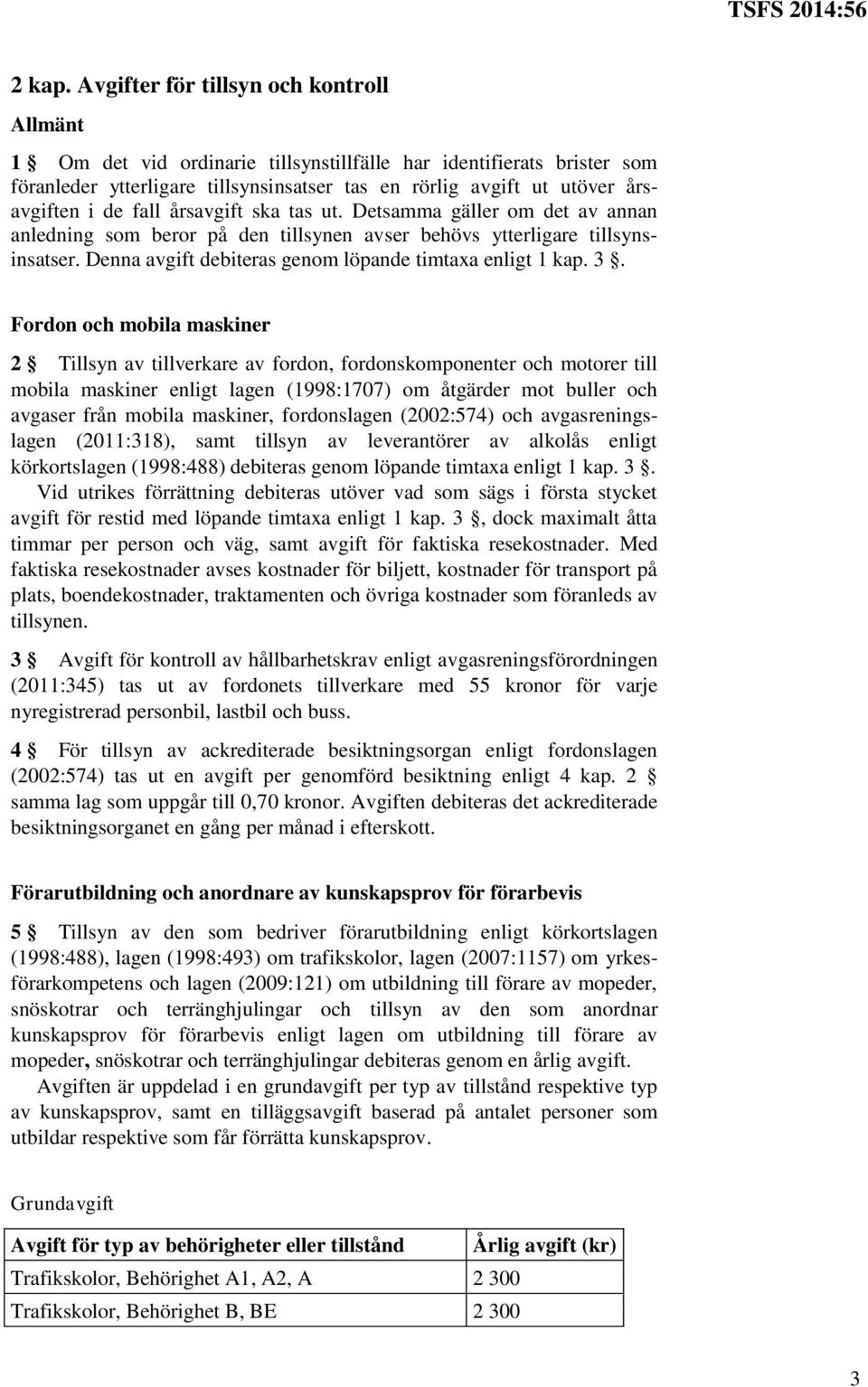 de fall årsavgift ska tas ut. Detsamma gäller om det av annan anledning som beror på den tillsynen avser behövs ytterligare tillsynsinsatser. Denna avgift debiteras genom löpande timtaxa enligt 1 kap.