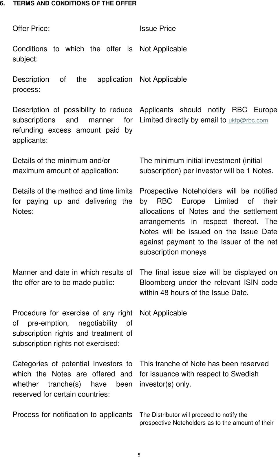 in which results of the offer are to be made public: Procedure for exercise of any right of pre-emption, negotiability of subscription rights and treatment of subscription rights not exercised: